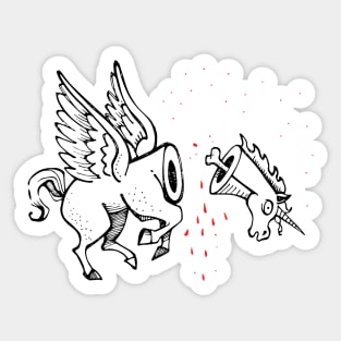 Beheaded unicorn vector illustration Sticker